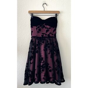 Betsey Johnson Dress Size2 Black Wine Floral Burnout Velvet Romantic Witchy Flaw